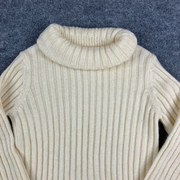 Jones New York Sweater Womens L Ivory Ribbed Mohair Blend Turtleneck Pullover - Picture 2 of 7